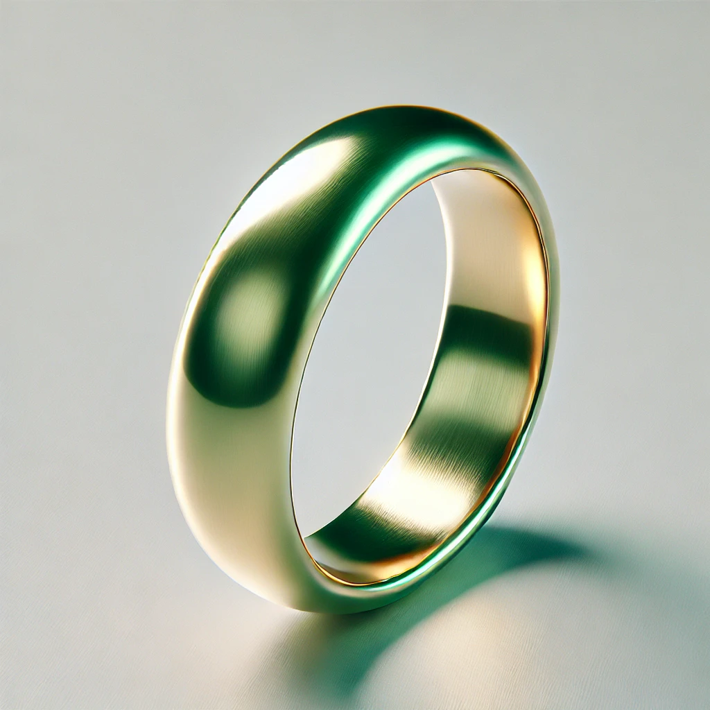 A image of a green gold ring.